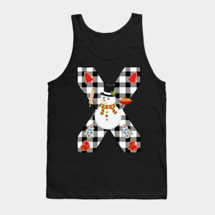 BW Buffalo Checks Pattern Monogram X | Snowman Tank Top